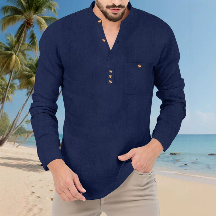Men's Lightweight Long Sleeve Shirt with Button Placket Lune London