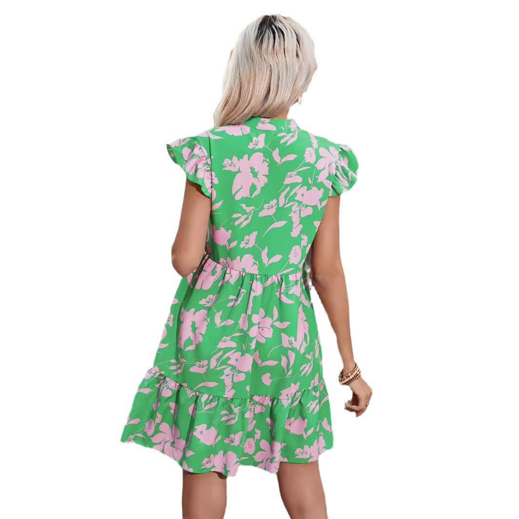 Ladies Dream Collar Floral Mini Dress Lune London