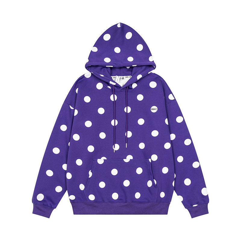 Women’s Oversize Hoodie with Polka Dot Allover and Kangaroo Pocket Amarae