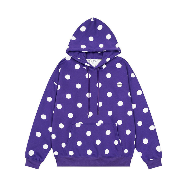 Women’s Oversize Hoodie with Polka Dot Allover and Kangaroo Pocket Amarae