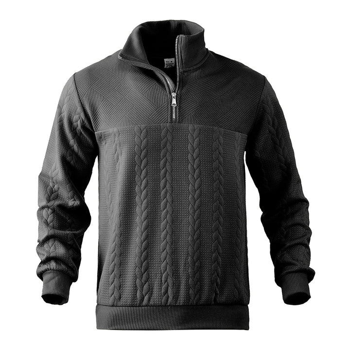 Fleece sweater for men with high collar and textured design Amarae