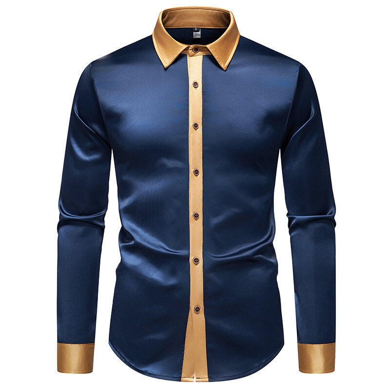 Long sleeve shirt for men with satin collar and modern accents Lune London