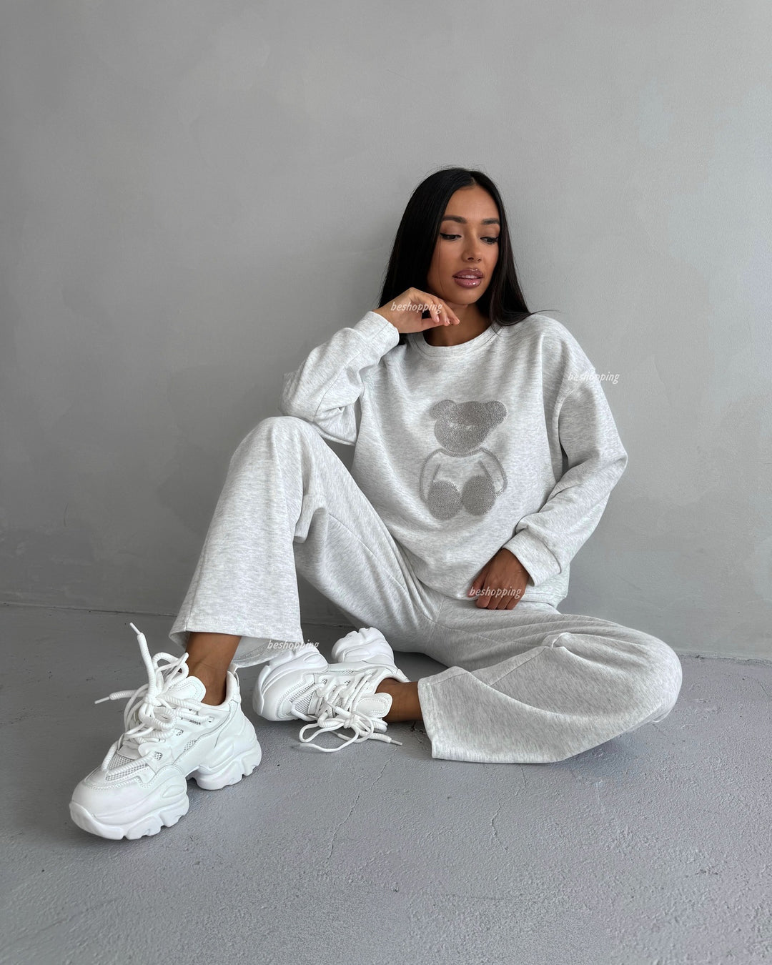 Casual tracksuit set for women with teddy shape pattern Amarae