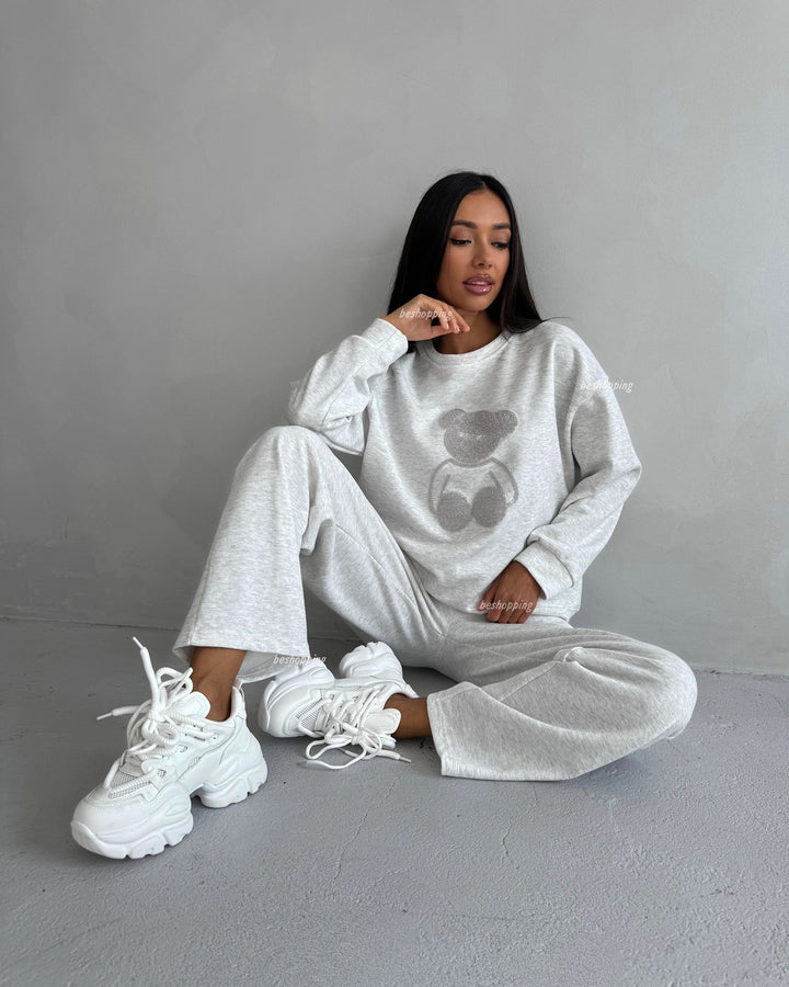 Casual tracksuit set for women with teddy shape pattern Amarae