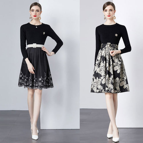 Ladies Elegant Floral Fitted and Flared Chic Dress and Style