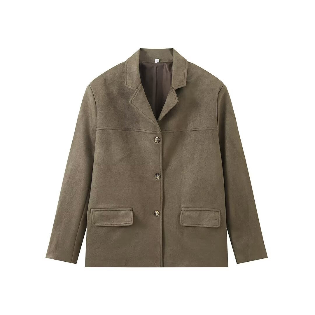 Lune London faux leather elegant jacket for women with patch pockets