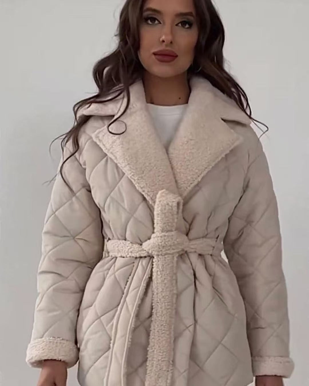 Ladies teddy jacket matte belt Lune London