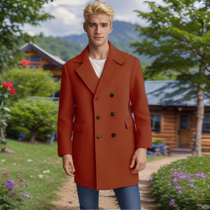 Elegant double-breasted coat for men in soft material Lune London