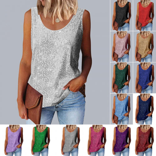 Ladies shimmering top with glistening fabric and figure-friendly cut Amarae