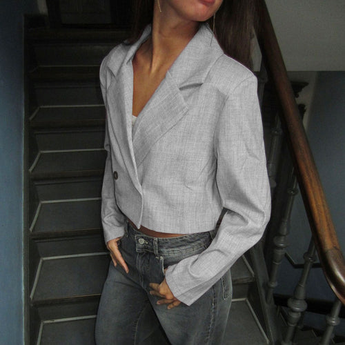 Fashion cropped jacket for women with elegant lapels Amarae