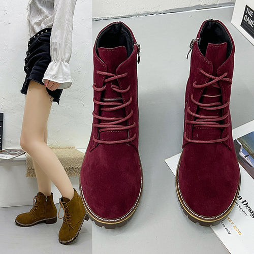 Fashionable women's suede ankle boots with additional zipper and lightweight contoured sole Amarae