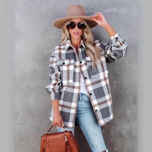 Ladies Vichy Shirt with relaxed fit and pockets Amarae