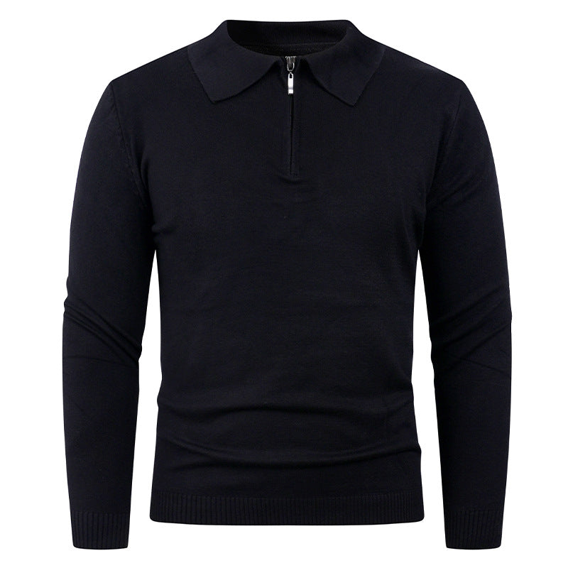 Knit sweater for men with semi-open collar and fine ribbed texture Lune London