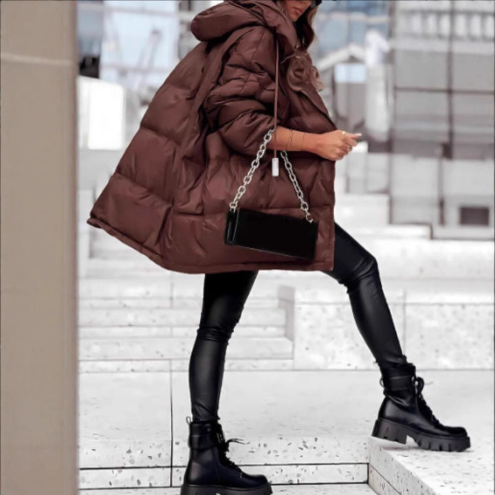 Ladies Oversized Down Jacket with practical pockets and high collar Amarae