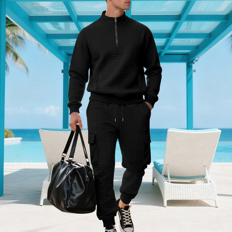 Men's fleece athletic training set with modern high collar and practical pockets Lune London
