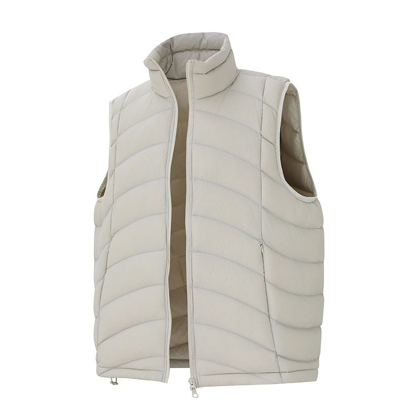 Unisex ultralight down look quilted vest with two-way zipper and stand-up collar Amarae