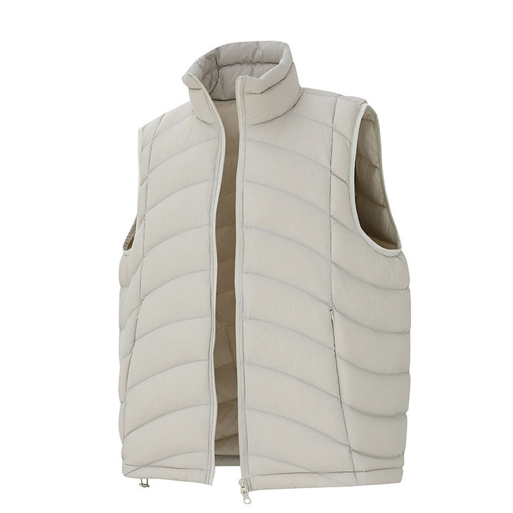 Unisex ultralight down look quilted vest with two-way zipper and stand-up collar Amarae