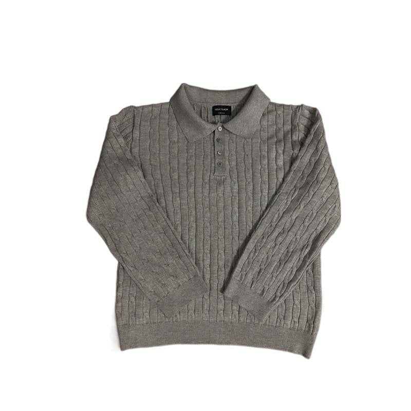 Knit sweater for women with classic collar and delicate cable texture Lune London