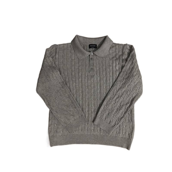 Knit sweater for women with classic collar and delicate cable texture Lune London