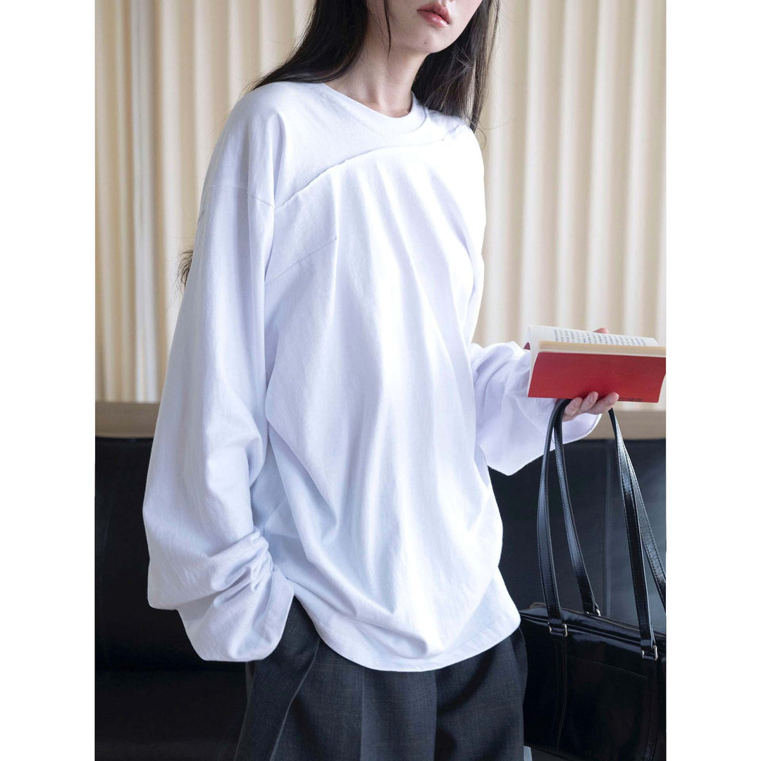 Women's Oversized Long Sleeve made of cotton jersey with dropped shoulder and decorative seam Amarae