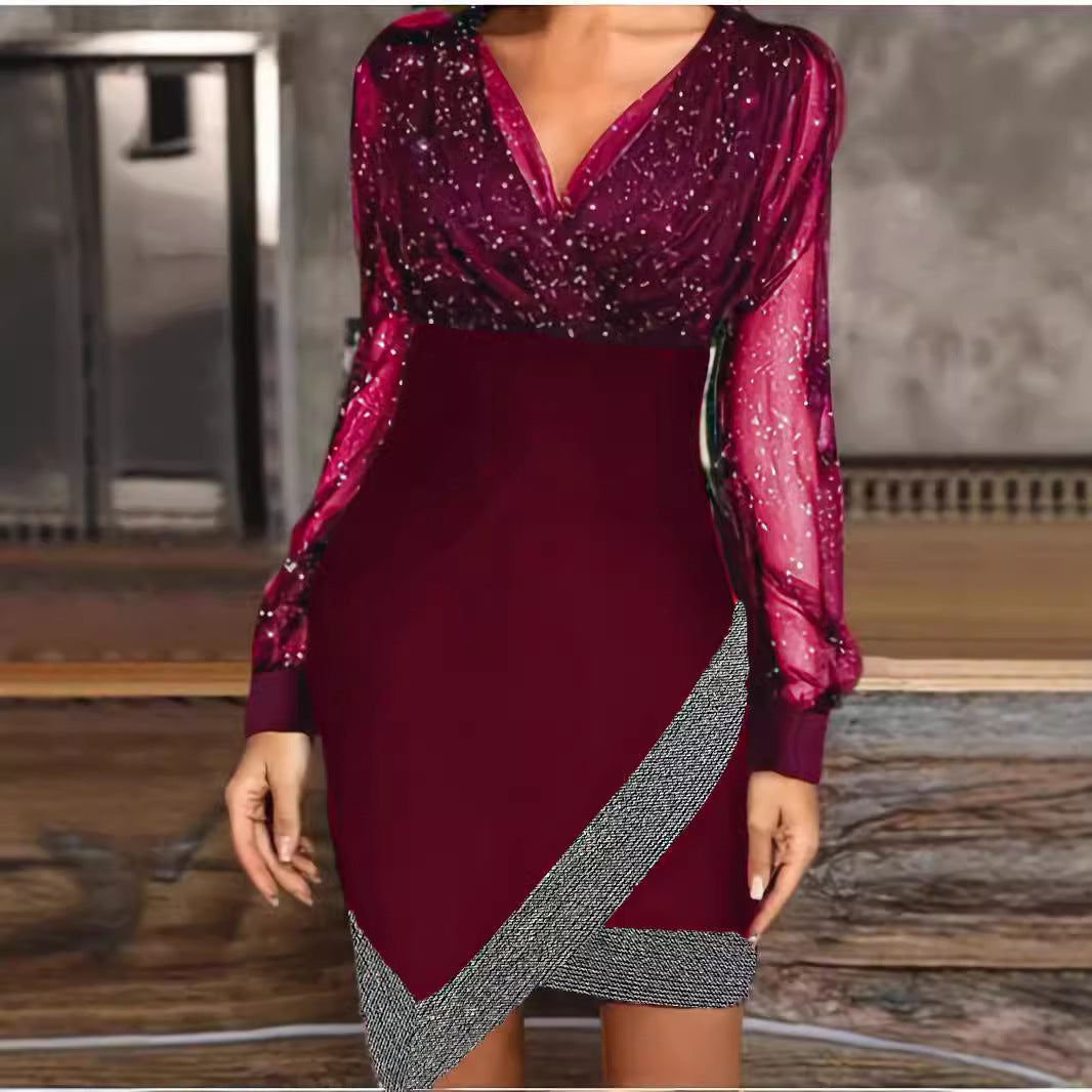 Evening dress for women with sparkling details and a modern wrapped cut Lune London