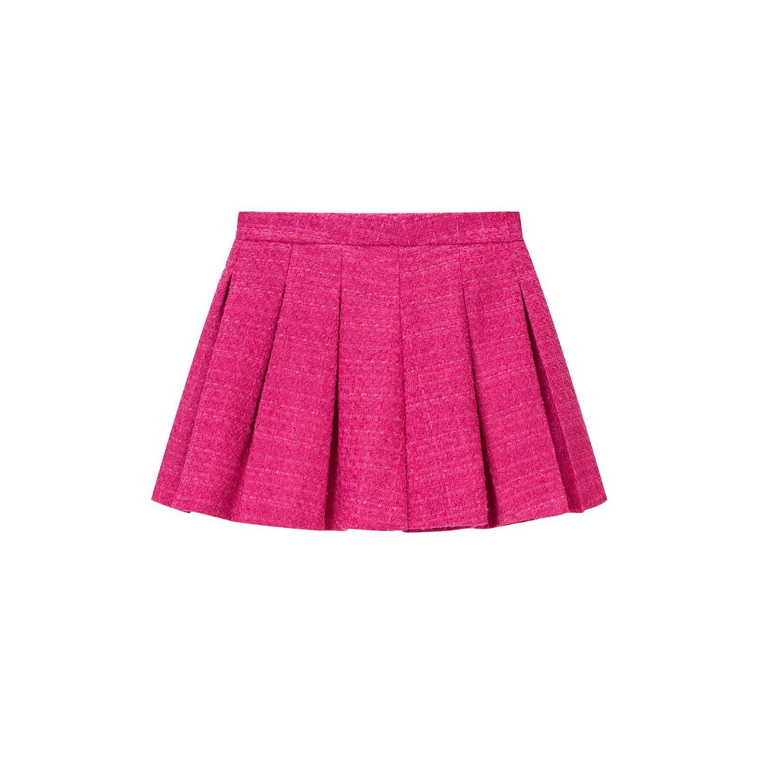 Women's Two-Piece Tweed Set with Short Blazer and Pleated Mini Skirt Amarae
