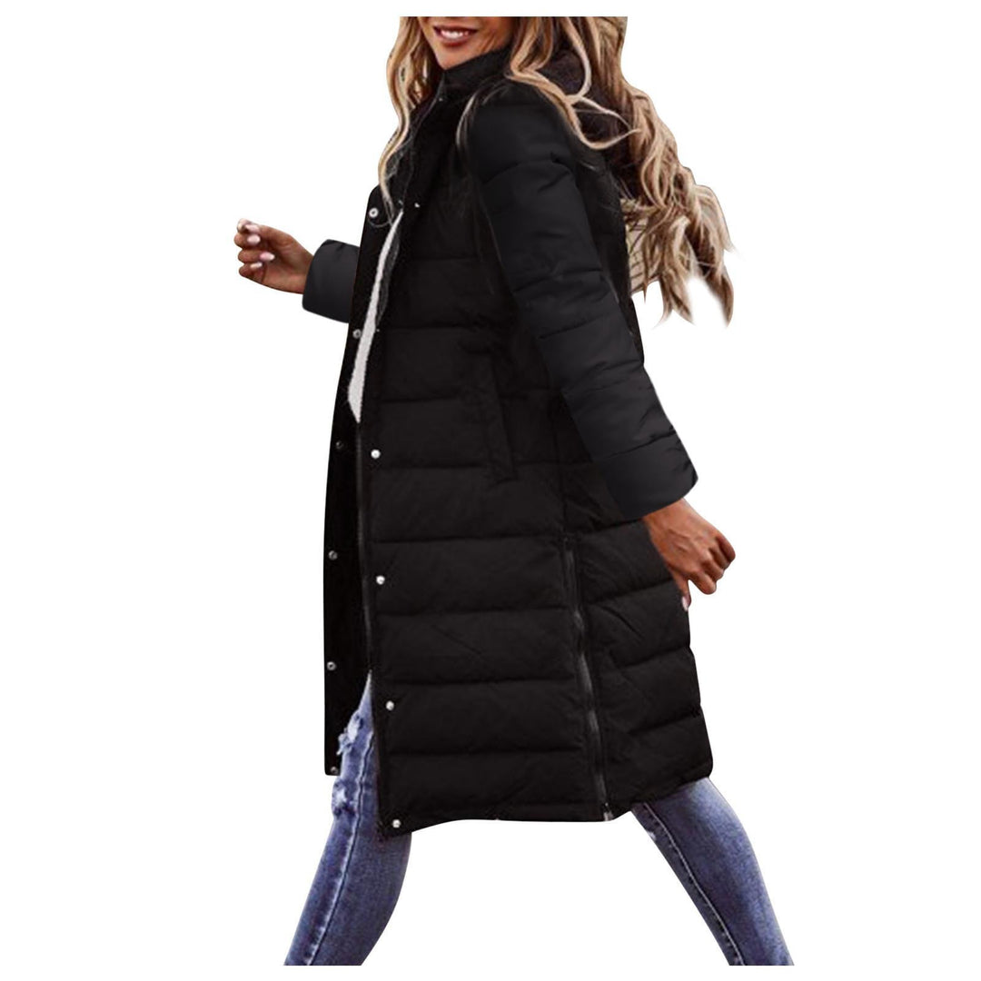 Ladies Long Long Down Jacket with High Collar and Practical Chic Pockets