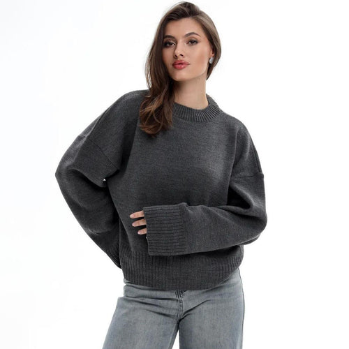 Sweater décontracté surdimensionné pour femme avec des manches raccourcies et un motif de tricot texturé Chic & Stil