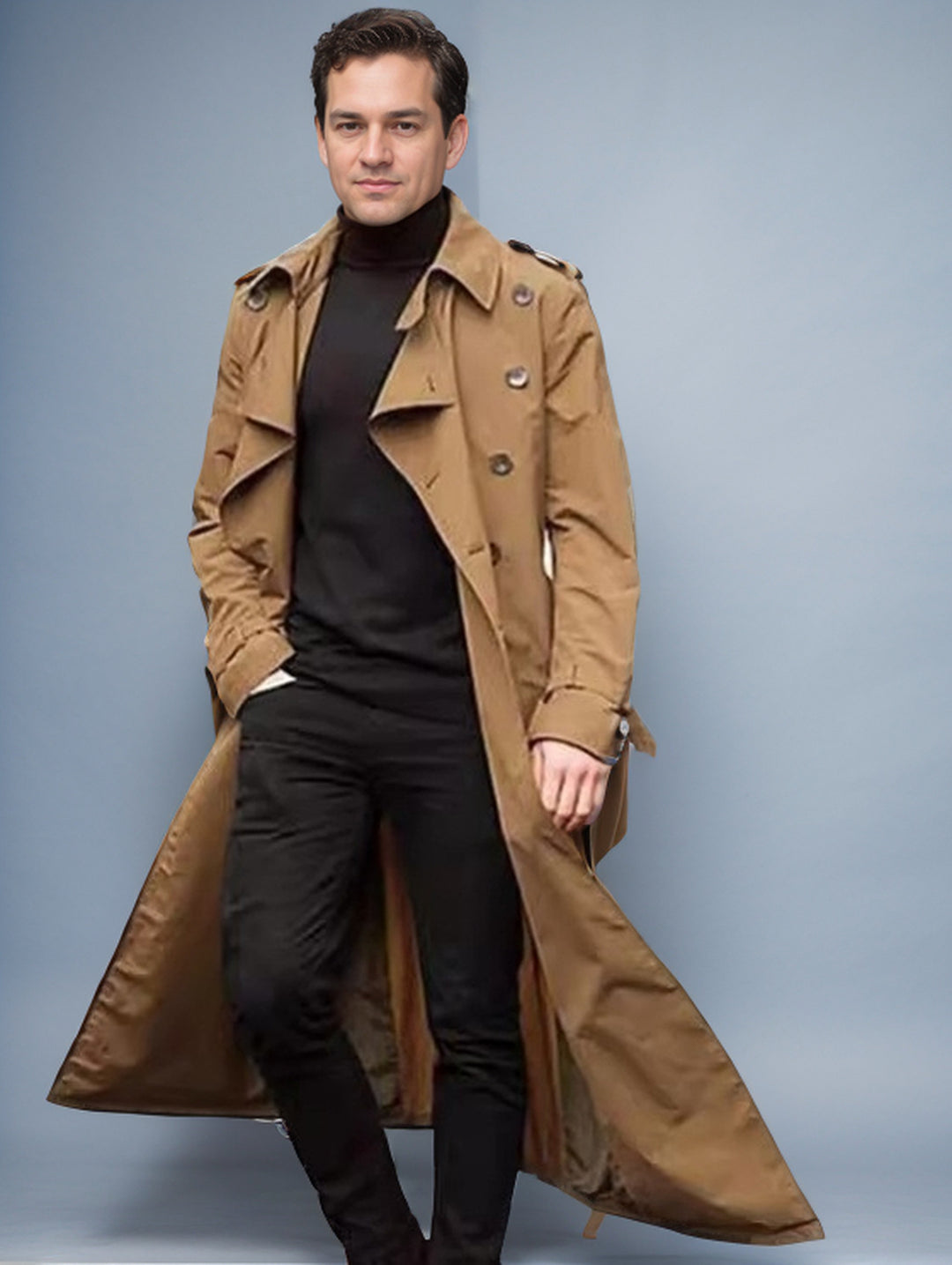 Long trench coat for men with a modern cut and practical pockets Amarae