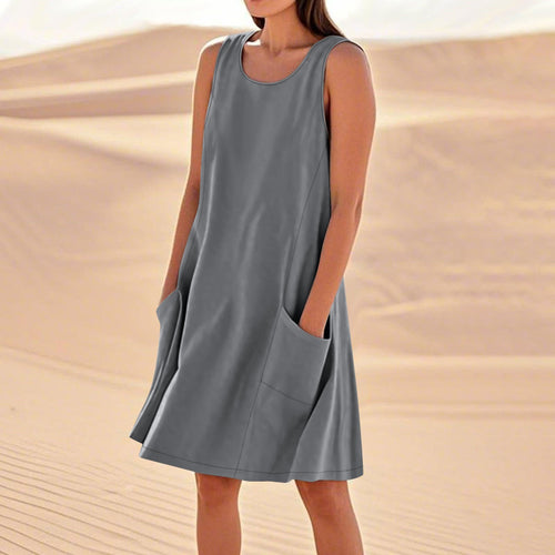 Women's Casual Sleeveless Dress with Double Pockets Amarae