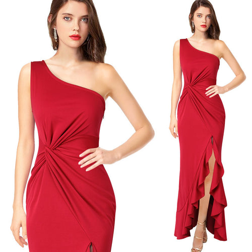 Maxi dress for women with asymmetrical neckline and elegant draped design Amarae