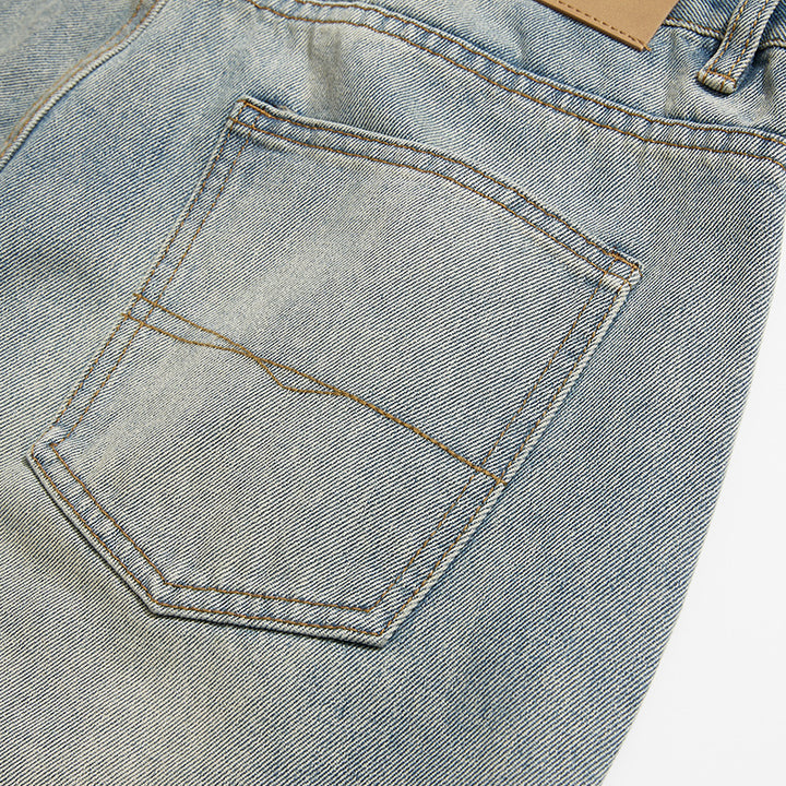 Men's Wide Cropped Baggy Jeans with High Waist and Vintage Wash Amarae