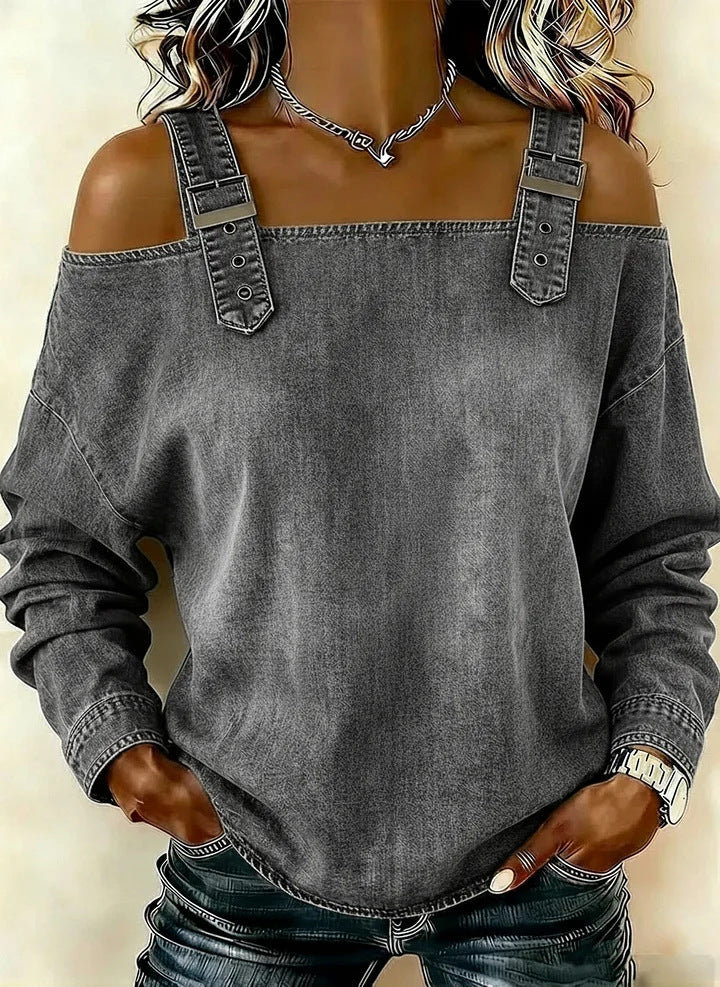 Women's casual sweatshirt with decorative shoulder details Chic & Stil