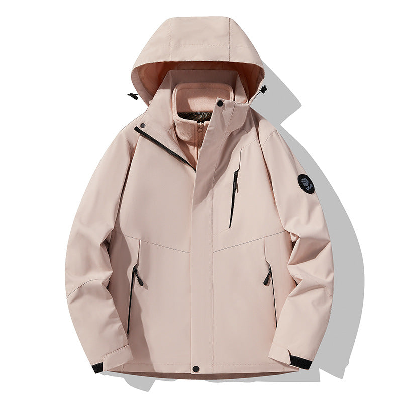 Men's three-layer breathable softshell trekking jacket with integrated fleece collar and adjustable hood Amarae