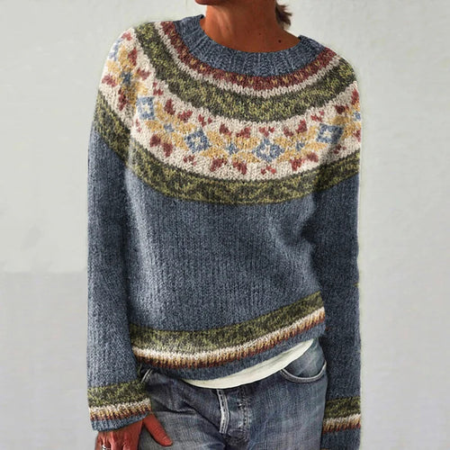 Pull confortable pour femmes avec jacquard floral et coupe large Chic & Stil
