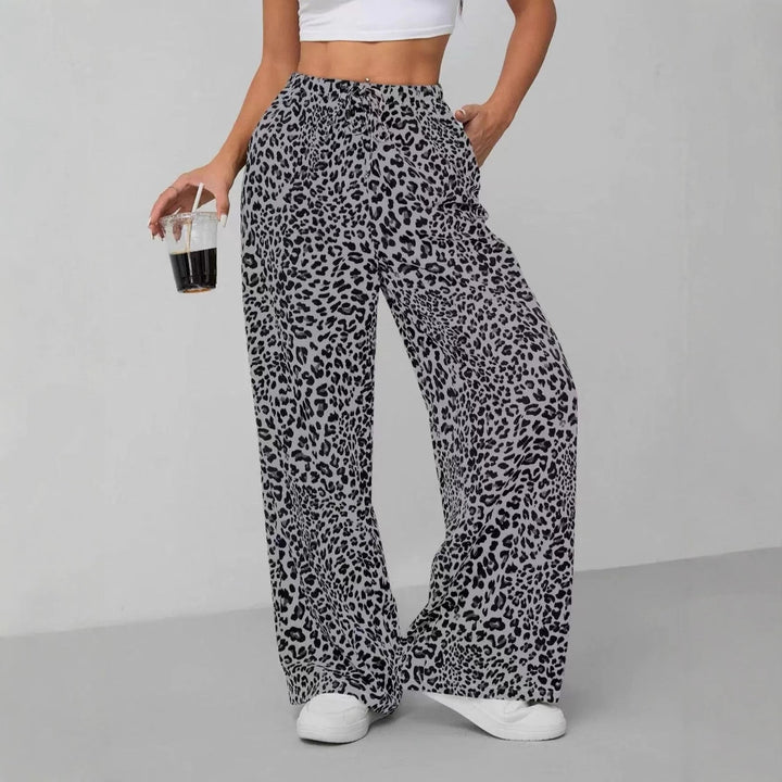 Lune London Women's Wide Chiffon Leopard Print Pants