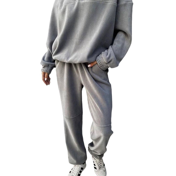 Casual fleece sweater for women with half-buttoning and relaxed fit Lune London