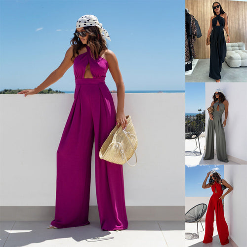 Ladies backless wide leg jumpsuits Amarae
