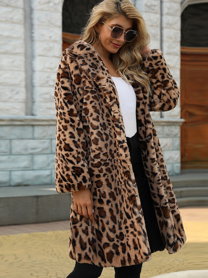 Ladies elegant leopard fur coat Lune London