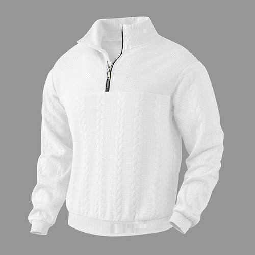 Men's elegant knitted sweater with half-closed zipper and textured design Chic and style