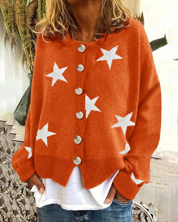 Casual knitted jacket for women with star pattern Lune London