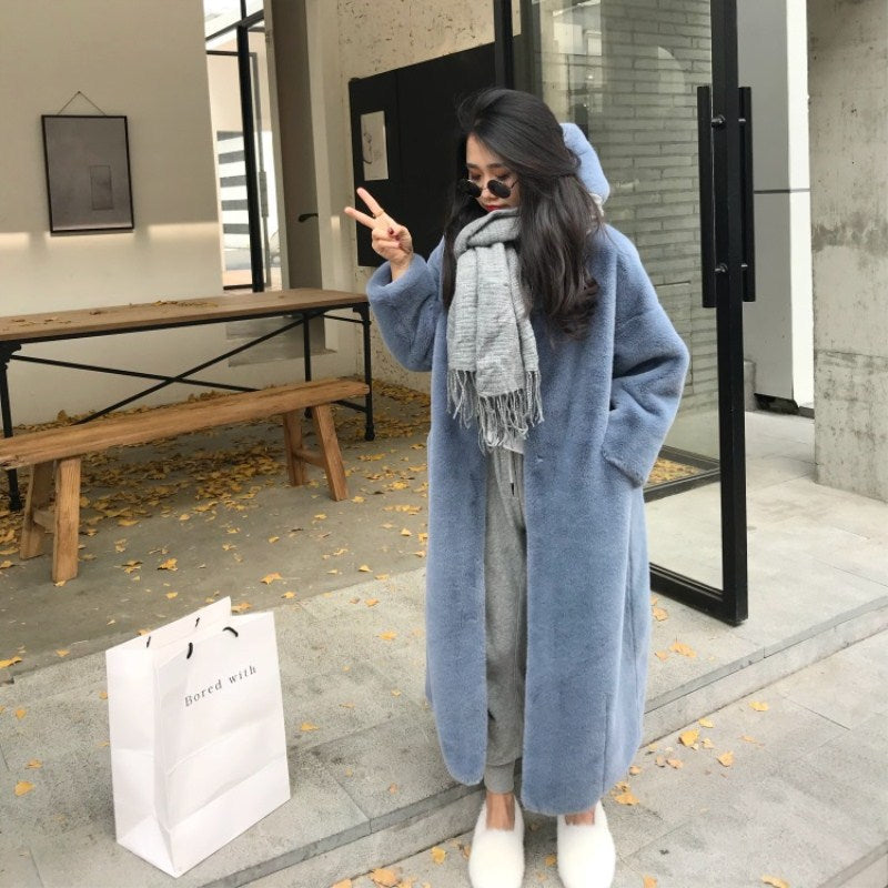 Ladies Oversized Soft Coat with High Collar and Chic Side Pockets