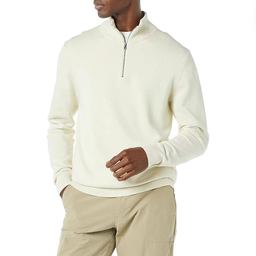 Men's sweater with half-zip and modern high collar Amarae