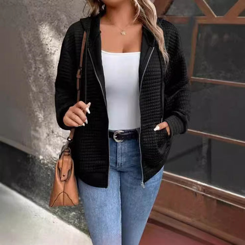 Quilted jacket for women with hood and zipper Amarae