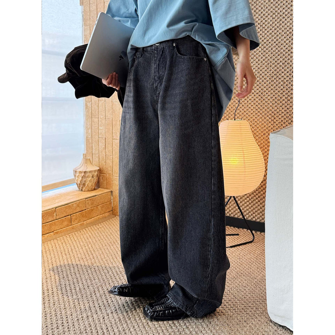 Women's Wide Cord Trousers with High Waist and Wide Leg Amarae