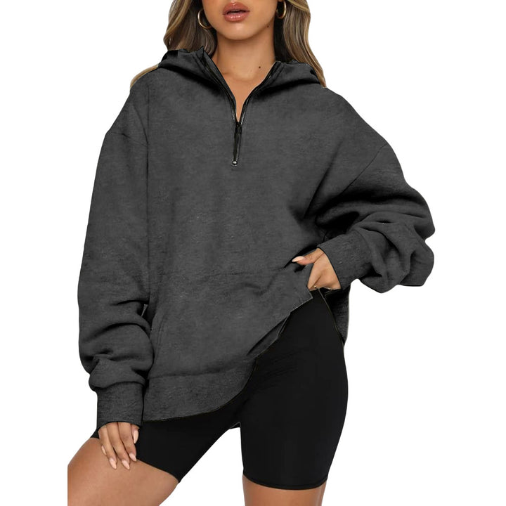 Oversized hoodie for women with half-zip Lune London
