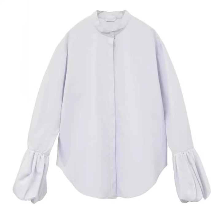 Blouse Élégante Femme avec Manches Volumineuses et Col Montant Chic & Stil