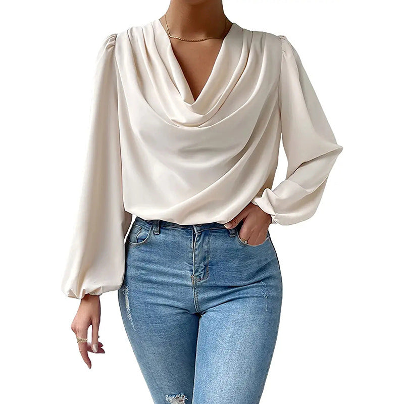 Draped collar blouse for women Lune London