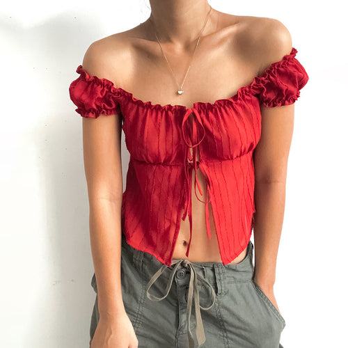 Women Structured Crop Top Off-Shoulder Amarae