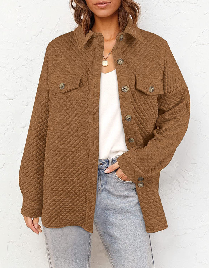 Oversized women's shirt jacket lined in structured design with applied pockets Lune London